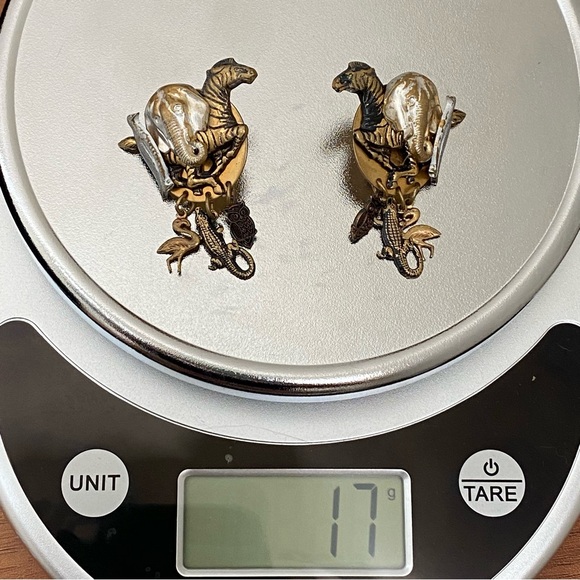 Unique Vintage Handmade Gold-tone Noah’s Ark Theme Animals Post Earrings 17g - Picture 8 of 14